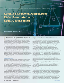 Avoiding Common Malpractice Risks Associated with Legal Calendaring