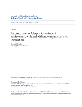 A Comparison of Chapter One Student Achievement with and Without Computer Assisted Instruction