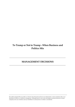 When Business and Politics Mix MANAGEMENT DECISIONS