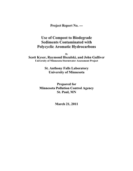 Use of Compost to Biodegrade Sediments Contaminated with Polycyclic Aromatic Hydrocarbons