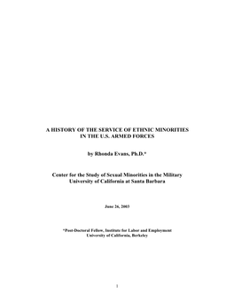 A History of the Service of Ethnic Minorities in the U.S. Armed Forces