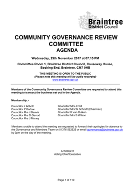 Community Governance Review Committee Agenda