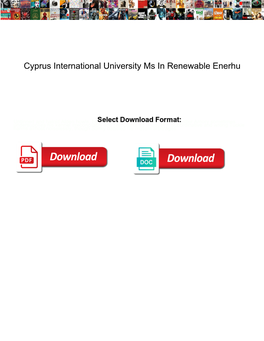 Cyprus International University Ms in Renewable Enerhu