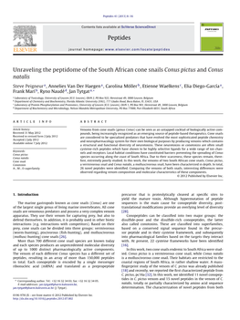 Unraveling the Peptidome of the South African Cone Snails Conus Pictus and Conus Natalis