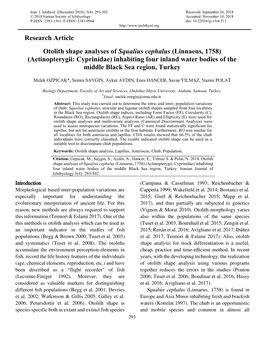 Research Article Otolith Shape Analyses of Squalius Cephalus