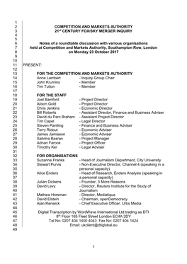 Transcript of the Media Plurality Roundtable Discussion