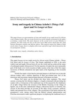 Irony and Tragedy in Chinua Achebe's Things Fall Apart and No Longer At