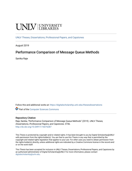 Performance Comparison of Message Queue Methods