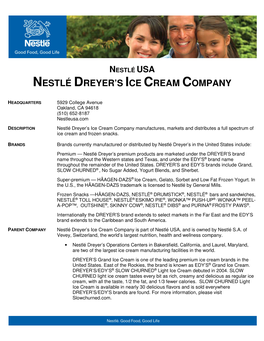 Nestlé Dreyer's Ice Cream Company