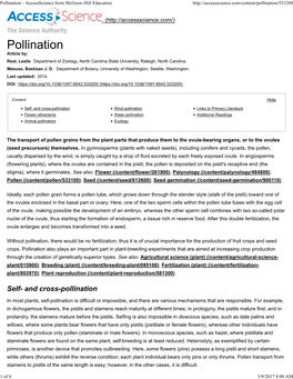 And Cross-Pollination Wind Pollination Links to Primary Literature Flower Attractants Water Pollination Additional Readings Animal Pollinators Ecology