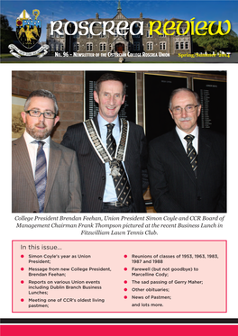 NEWSLETTER of the CISTERCIAN COLLEGE ROSCREA UNION Spring/Summer 2014