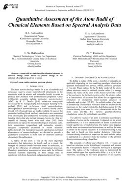 Quantitative Assessment of the Atom Radii of Chemical Elements Based on Spectral Analysis Data