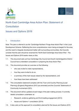 North East Cambridge Area Action Plan Statement of Consultation