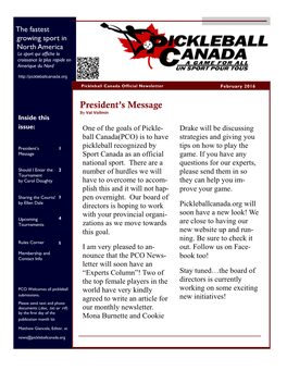 Pickleball Canada Newsletter