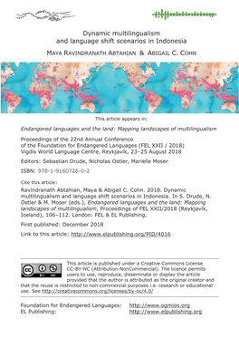 Dynamic Multilingualism and Language Shift Scenarios in Indonesia