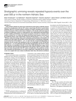 Stratigraphic Unmixing Reveals Repeated Hypoxia Events Over the Past 500 Yr in the Northern Adriatic Sea