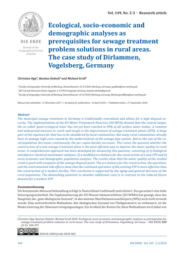 Ecological, Socio-Economic and Demographic Analyses As