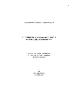 חור in Ezekiel 37 and Πνευμα in John 3: Allusion, Pun And