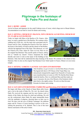 Pilgrimage in the Footsteps of St. Padre Pio and Assisi