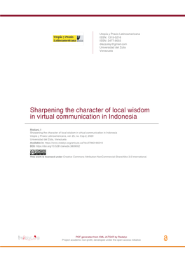 Sharpening the Character of Local Wisdom in Virtual Communication in Indonesia