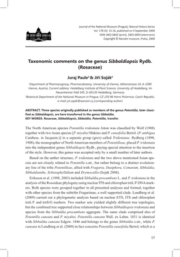 Taxonomic Comments on the Genus Sibbaldiopsis Rydb