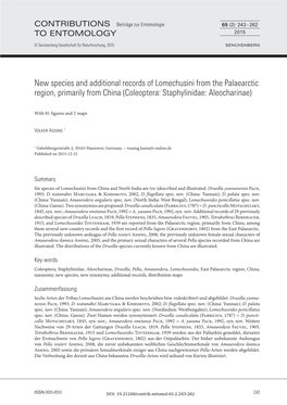 New Species and Additional Records of Lomechusini from the Palaearctic Region, Primarily from China (Coleoptera: Staphylinidae: Aleocharinae)