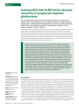 Arming Ohsv with ULBP3 Drives Abscopal Immunity in Lymphocyte-Depleted Glioblastoma