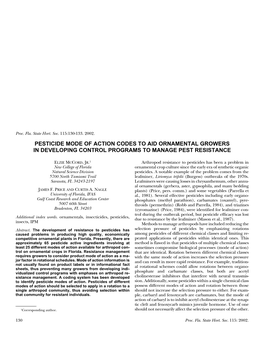 Pesticide Mode of Action Codes to Aid Ornamental Growers in Developing Control Programs to Manage Pest Resistance