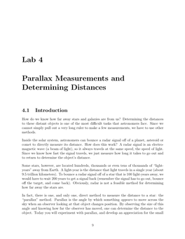 Lab 4 Parallax Measurements and Determining Distances