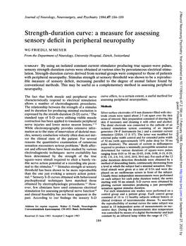 Strength-Duration Curve: a Measure for Assessing Sensory Deficit in Peripheral Neuropathy