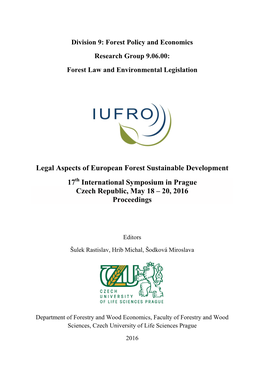 IUFRO Proceedings of the 17Th International Symposium in Prague