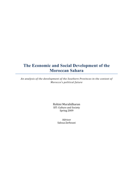 The Economic and Social Development of the Moroccan Sahara