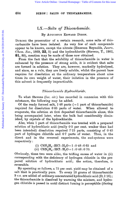 LX-Salts of Thiocaq*Bamide. by AUGUSTUSEDWARD DIXON