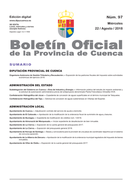 Boletín Oficial De La Provincia De Cuenca Sumario Diputación Provincial De Cuenca