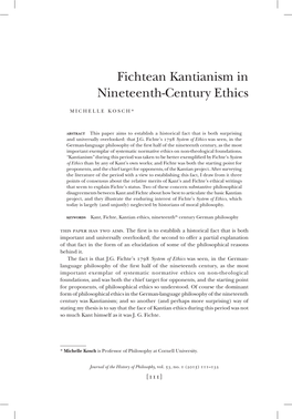 Fichtean Kantianism in Nineteenth-Century Ethics