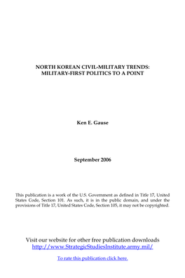 North Korean Civil-Military Trends: Military-First Politics to a Point