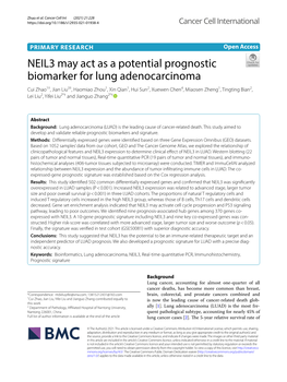 NEIL3 May Act As a Potential Prognostic Biomarker for Lung