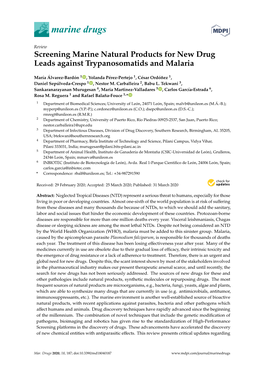 Screening Marine Natural Products for New Drug Leads Against Trypanosomatids and Malaria