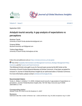 Antalya's Tourist Security: a Gap Analysis of Expectations Vs