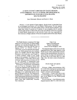 Columbidae: Ducula) from Archeological Deposits on Wallis (Uvea) Island, South Pacific