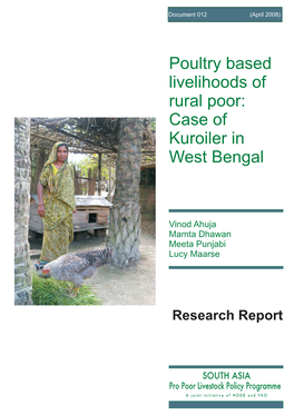 Poultry Based Livelihoods of Rural Poor: Case of Kuroiler in West Bengal