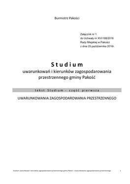 S T U D I U M Uwarunkowań I Kierunków Zagospodarowania Przestrzennego Gminy Pakość