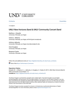 UNLV New Horizons Band & UNLV Community Concert Band