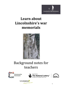 Learn About Lincolnshire's War Memorials Teacher Notes