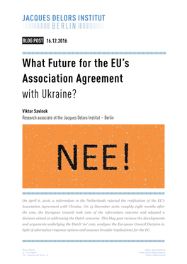 What Future for the EU's Association Agreement With