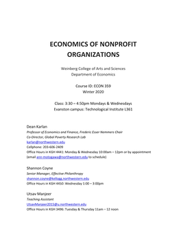 Economics of Nonprofit Organizations