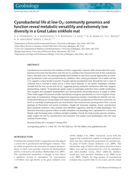 Cyanobacterial Life at Low O2: Community Genomics and Function Reveal Metabolic Versatility and Extremely Low Diversity in a Great Lakes Sinkhole Mat A