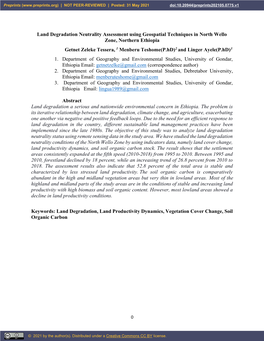 Land Degradation Neutrality Assessment Using