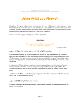 Using Vyos As a Firewall