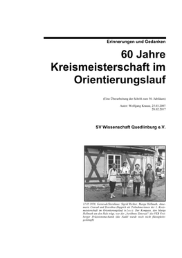 Erinnerungen Und Gedanken 50 Jahre Kreismeisterschaft Im